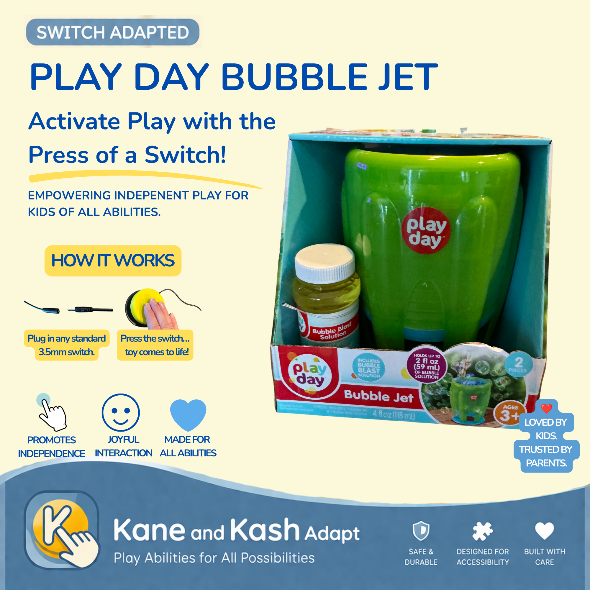 Switch Adapted Play Day Bubble Jet- New