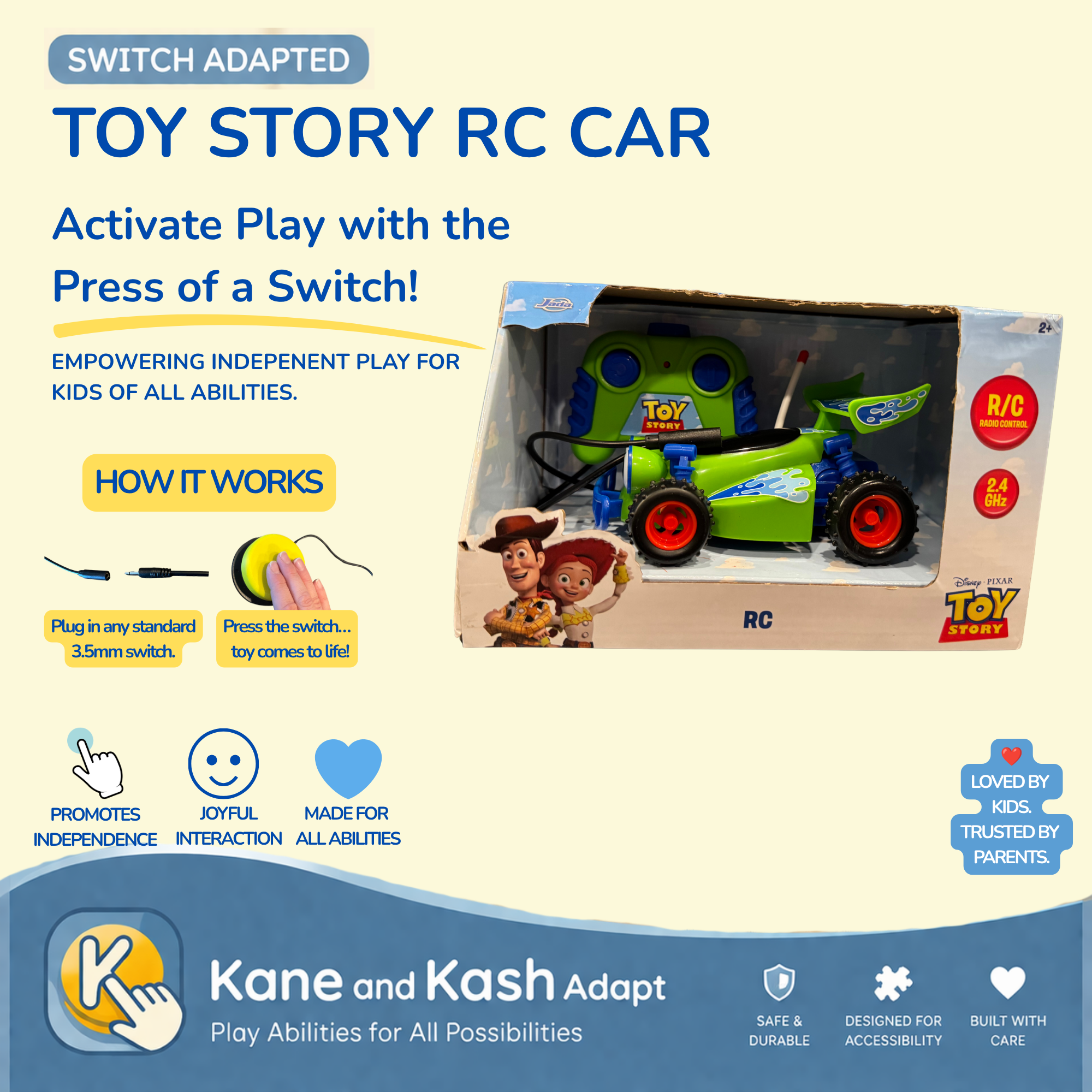 Switch Adapted Toy Story RC Car- New