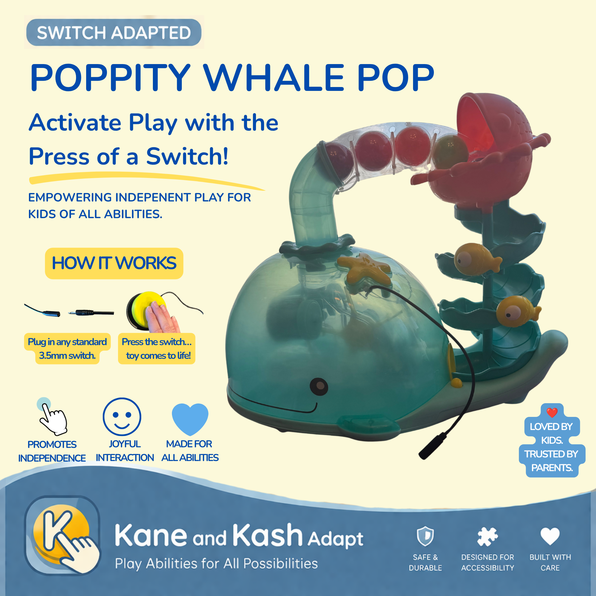 Switch Adapted Poppity Whale Pop Ball Popper- New