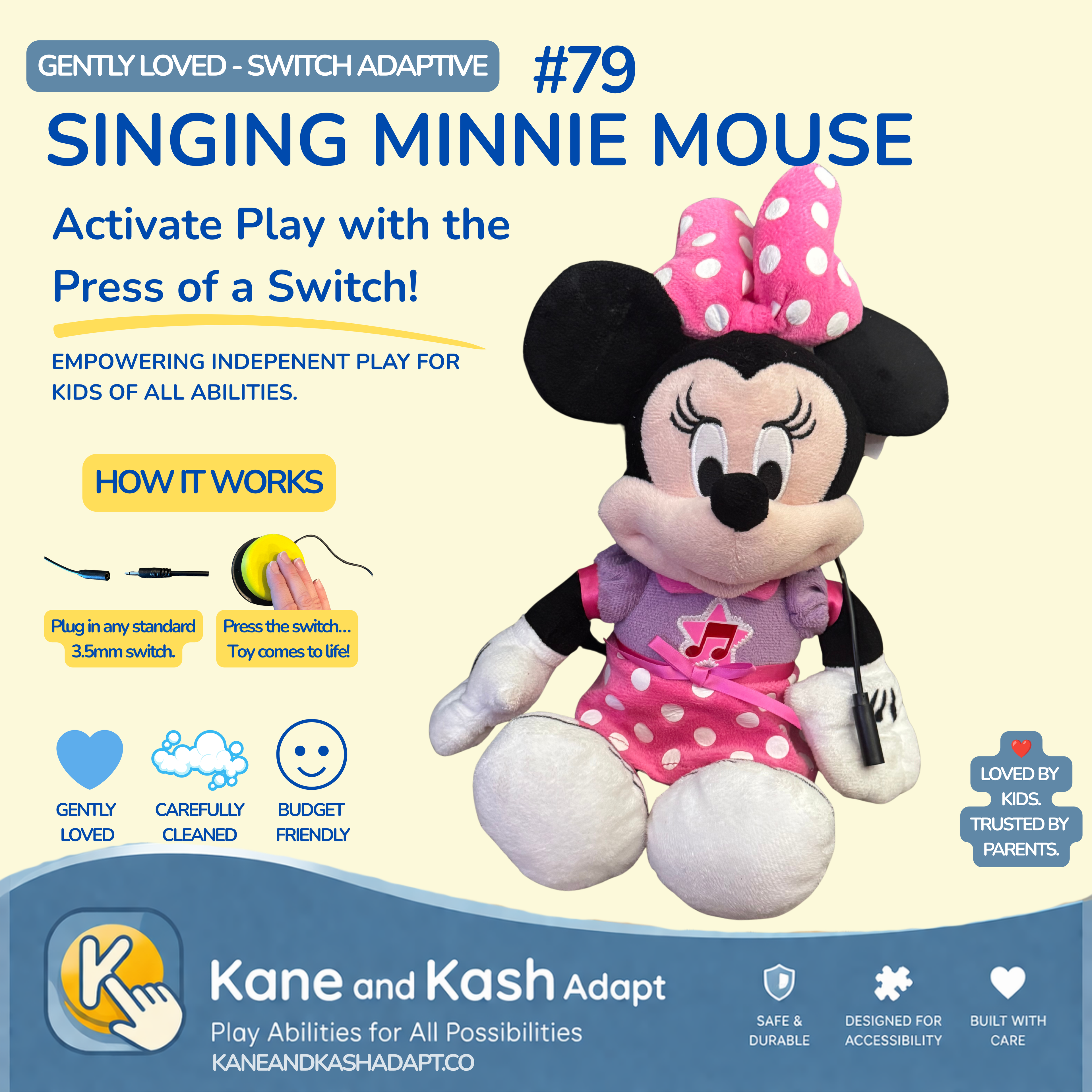Singing Minnie Mouse Plush #79- Gently Loved