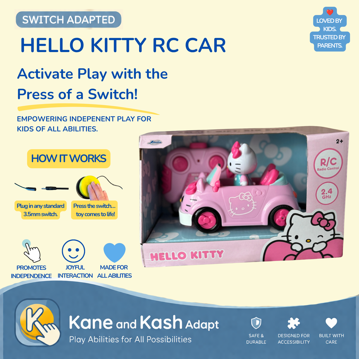 Switch Adapted Hello Kitty RC Car- New