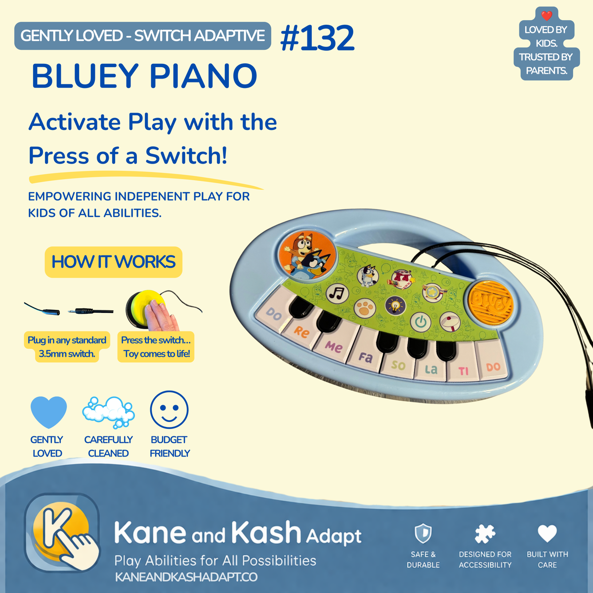 Switch Adapted Bluey Piano #132- Gently Loved