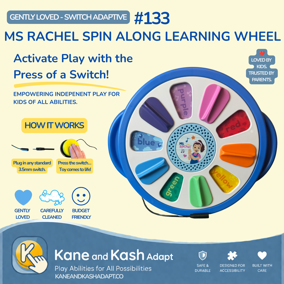 Switch Adapted Ms. Rachel Spin Along Learning Wheel #133- Gently Loved